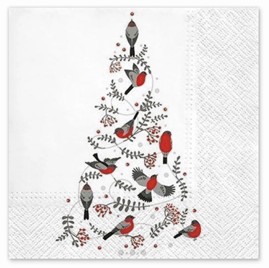 Bullfinch Christmas Tree Dinner Napkin