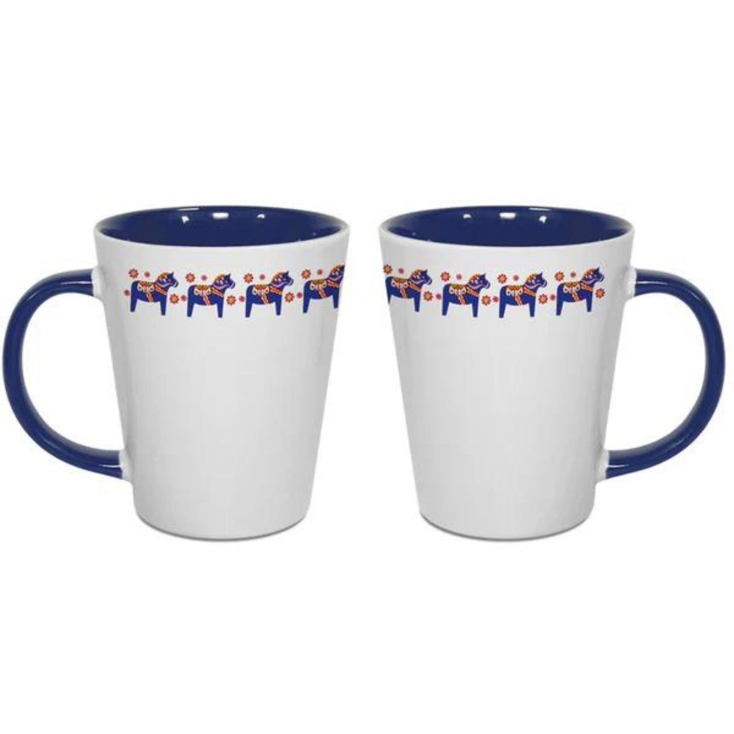 Blue Swedish Dala Horse Latte Mug