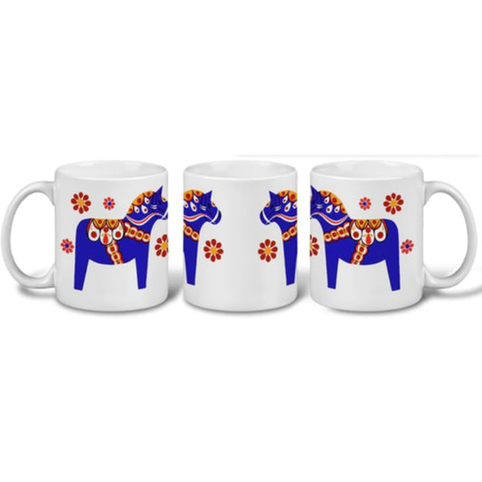 Blue Dala Horse mug with Flowers