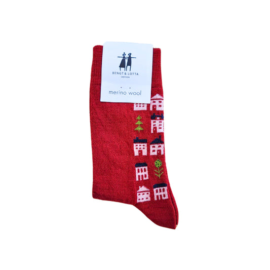 B&L Socks "House, Red"