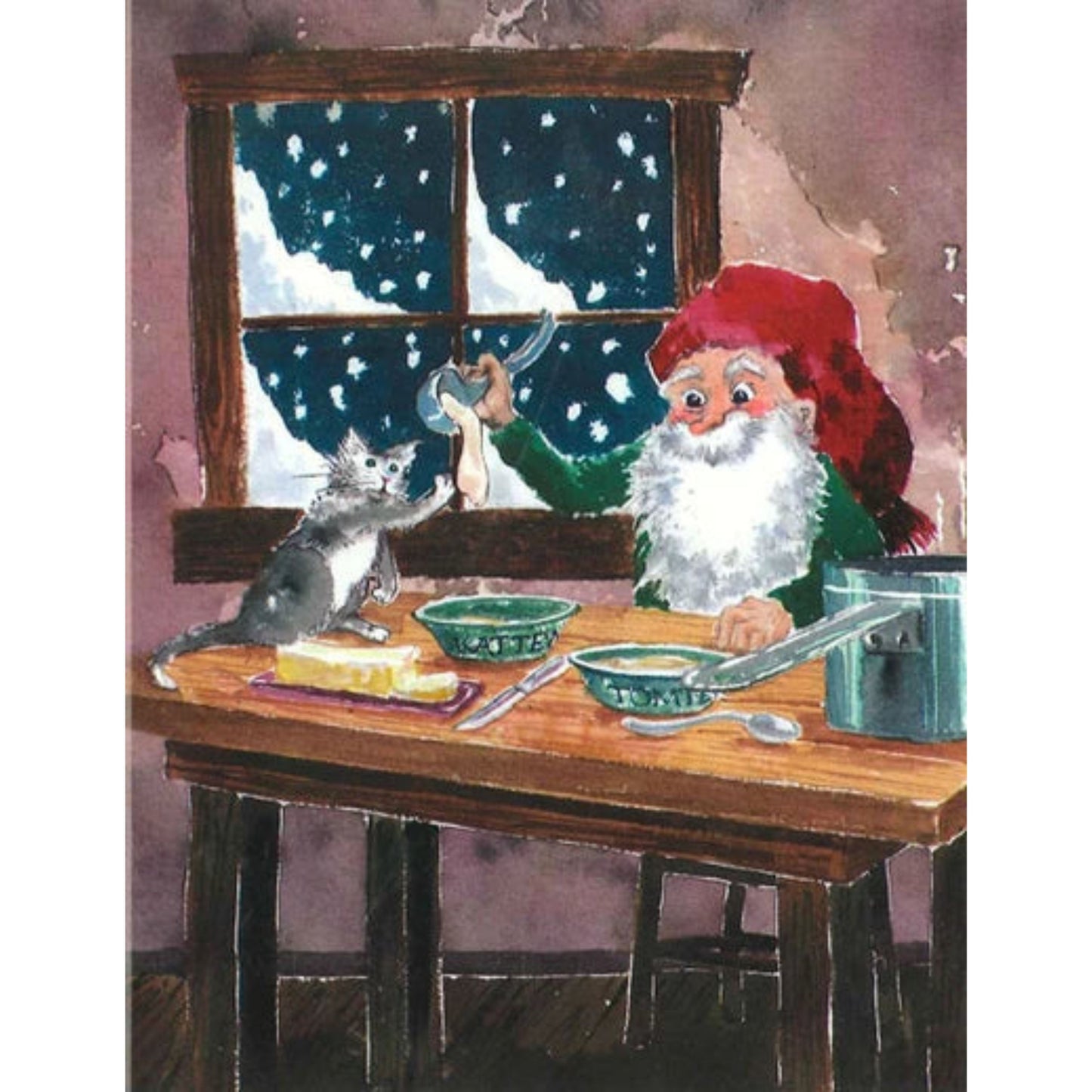 Tomten Shares Porridge Christmas Card