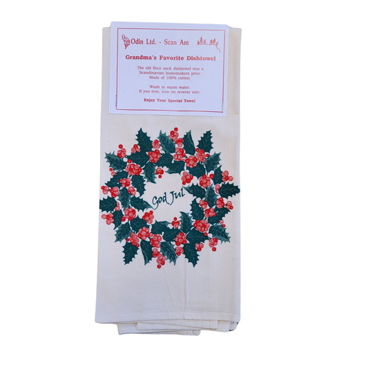 Grandmas Favorite Towel - God Jul Lingonberry Wreath