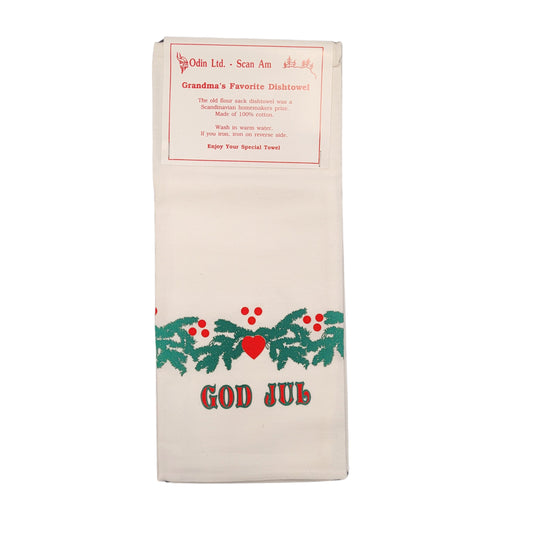 Grandma's Favorite Dishtowel - God Jul Heart & Pine