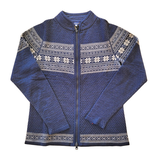 A Northern Story Setesdal Zip up Cardigan in Denim Blue