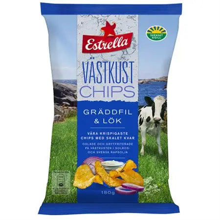 Estrella West Coast Sour Cream & Onion Chips (Västkust Gräddfil & Lök ...