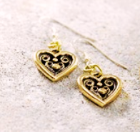 Gold Heart Drop Earrings