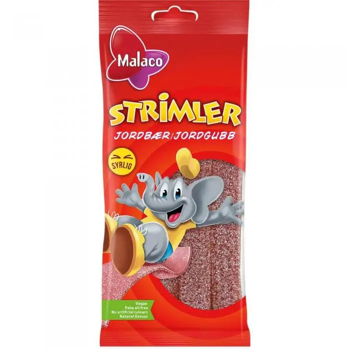 Malaco Sour Strawberry Belts (Jordgubb Strimler)