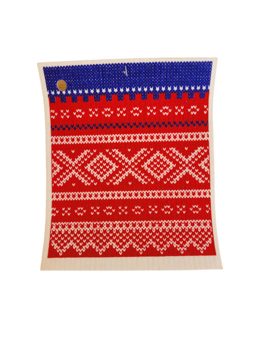 Red Marius Print Swedish Dishcloth