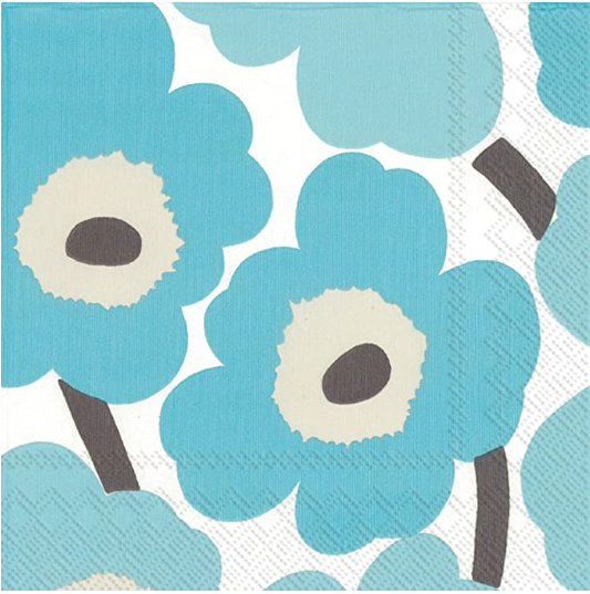 Marimekko Blue Floral Napkin - Cocktail